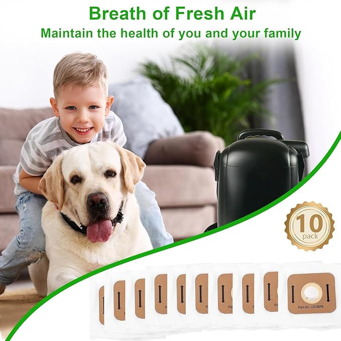 5 Pack Replacement VACBP6 HEPA Filter Bags for Atrix Ergo 8 Quart Backpack Vacuum, Replace Part VACBPAI VACBP1 VACBP36V Backpack Vacuum Bags