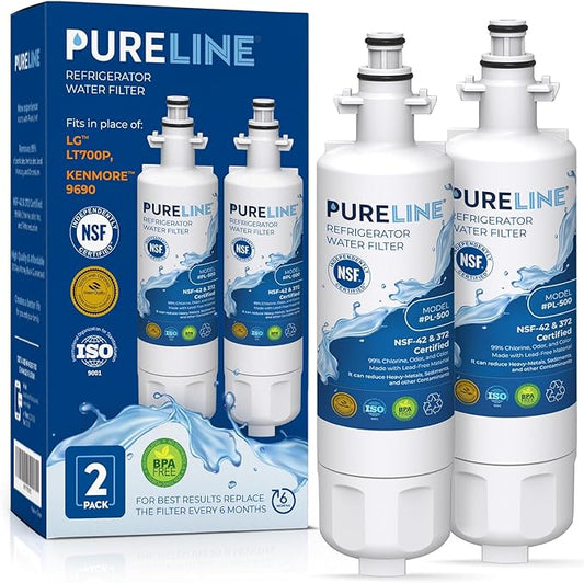Pureline 9690, LT700P Replacement for LG LT700P, Kenmore Elite 9690, Kenmoreclear 46-9690, ADQ36006101, HDX FML-3, Refrigerator Water Filter - Reduces Bad Taste & Odor