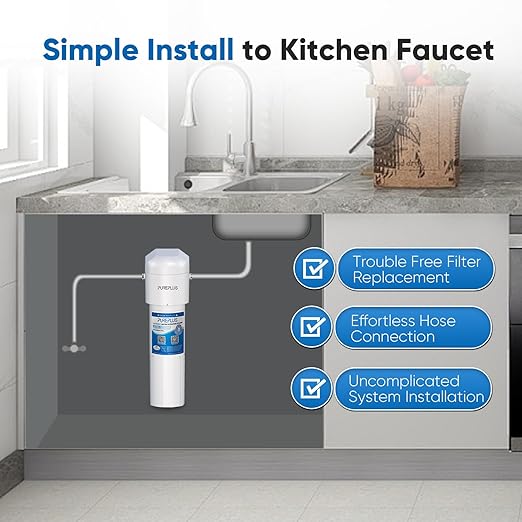 PUREPLUS Under Sink Water Filter, 22000 Gallons, 99.99% Chlorine Reduction, NSF/ANSI 42 Certified,Removes Heavy Metals,Chlorine, Direct Connect Under Counter Water Filtration System