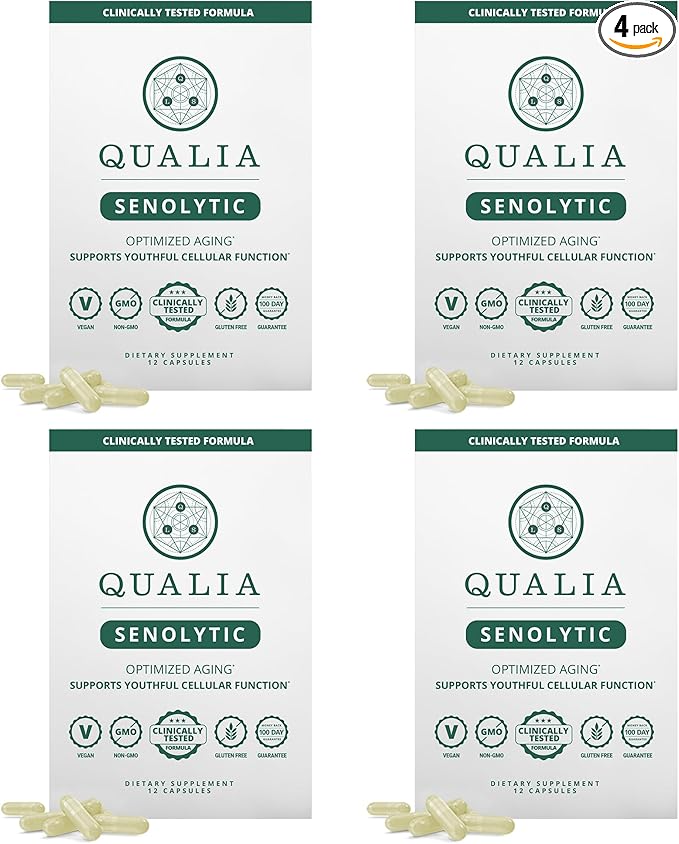 NEUROHACKER COLLECTIVE Qualia Senolytic Ultimate Formula for Enhanced Cell Repair&Rejuvenation 2-Day Aging&Longevity Support Regimen w. Fisetin,Quercetin, Piperlongumine,Senactiv®,Curcumin(Pack of 4)