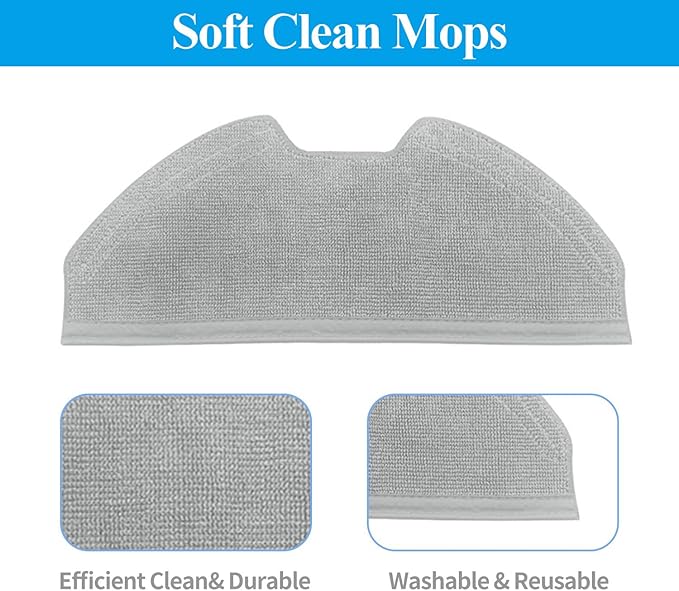 Replacement Parts for Eufy X8 Pro Robot Vacuum Series - Includes 1 Rolling Brush, 2 Side Brushes, 4 Filters, 2 Mop Cloths - Durable and Reusable Accessories for Eufy X8 Pro Robot Vacuum Cleaner