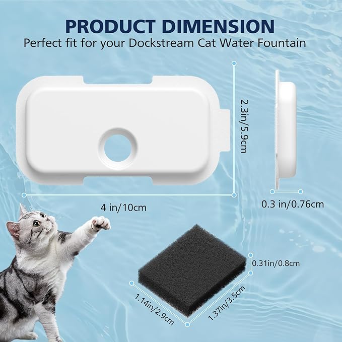 25 Packs Replacement Filters for PETLIBRO Dockstream Cat Water Fountain PLWF005 PLWF115 PLWF105, 12 Months Set of Replacement Filters for Ultra Quiet Pet Water Fountain, 25 Filters and 25 Sponges