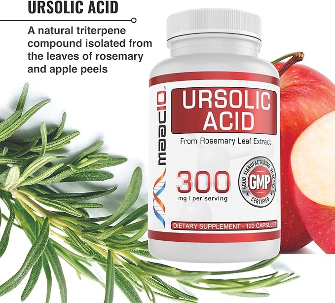 MAAC10 Ursolic Acid 300mg - Sourced from Rosemary Extract, AMPK & Sirtuin Activator - Third-Party Lab Tested