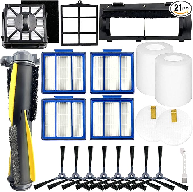 Replacement Part for Shark IQ R101AE RV1001AE AV912S AV1010AE RV1000 AV970 AV993 AV1002AE,1 Main Brush,1 Roller Brush Cover,4 Filter,8 Side Brushes,1 Pre Filter,1 Filter&2 Pre-Motor Foam&Felt Filter