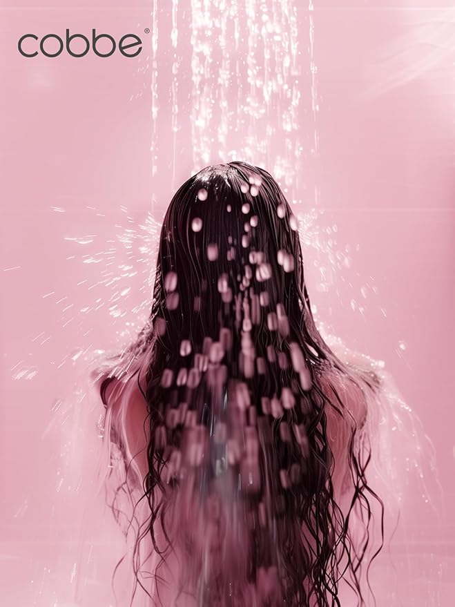 Cobbe Filtered Shower Head with Handheld, High Pressure 6 Spray Mode Showerhead with Filters, Water Softener Filters Beads for Hard Water - Remove Chlorine - Reduces Dry Itchy Skin, Red