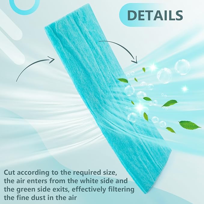 Tudomro 2 Roll 12 x 90 x 0.5 Inch Air Filter Material Vent Filters Plus for Air Conditioner Register Pads Cut to Replacement Floor Vent Filter Sheet for Home Indoor Dryer Air Purifiers