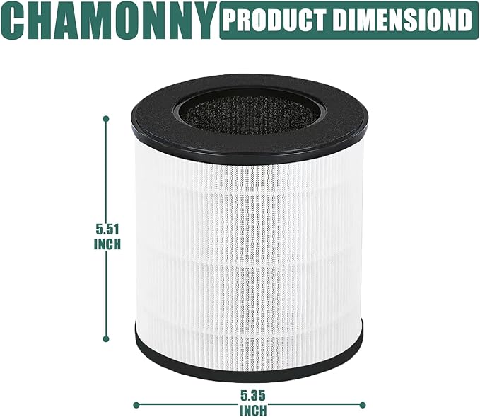 B-D02U Filter Replacement, Compatible with VEWIOR B-D02U Air Purifier and MOO-KA B-D02L and KOIOS B-D02L Air Purifier, 3-in-1 H13 True HEPA Filter and Activated Carbon Filter, 2Pack