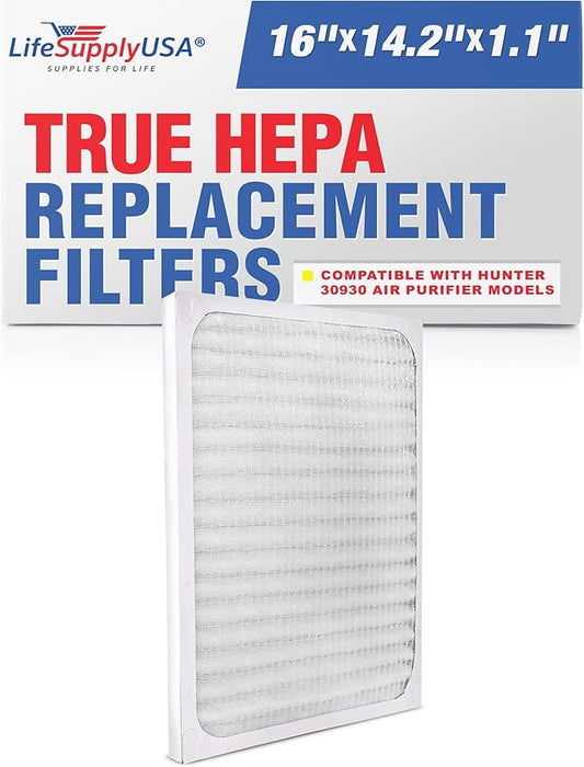 30930 True HEPA Filter Replacement Compatible with Hunter HEPAtech 30020, 30393, 30200, 30201, 30205, 30250, 30253, 30255 Air Purifiers by LifeSupplyUSA (1-Pack)
