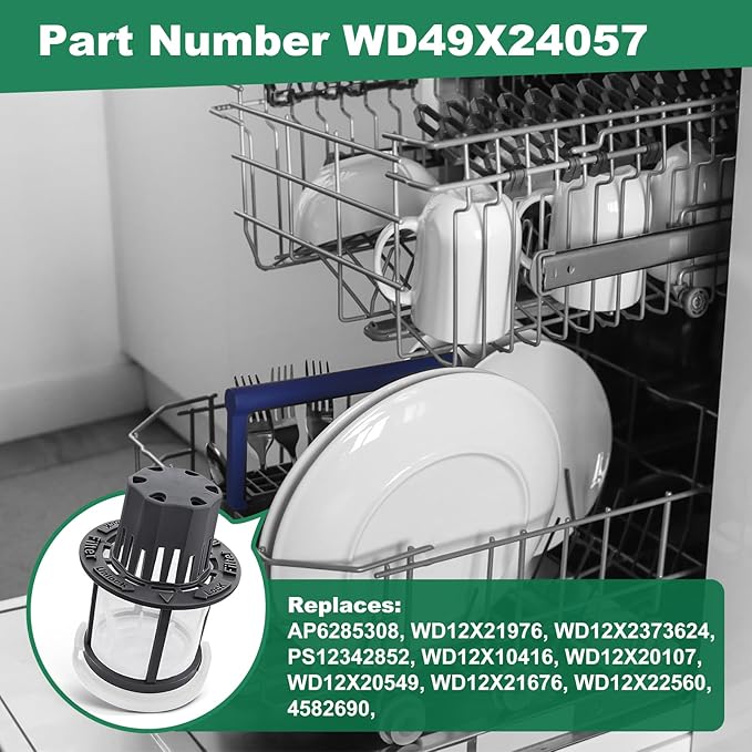 WD49X24057 Dishwasher Ultra Fine Filter Kit with GE Dishwashers, Fine Filter Kit Replace Part WD12X10416 WD12X21976 WD12X22560 WD12X20107 WD12X23736 WD12X21676 WD12X20340 WD12X20549