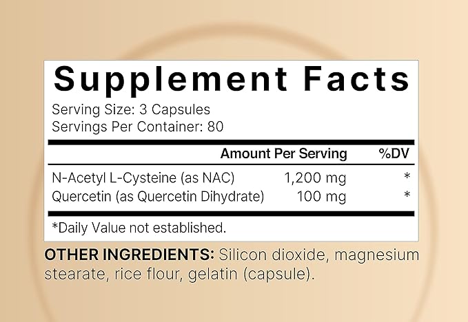 NAC Supplement 1200mg Per Serving | 240 Capsules, N-Acetyl Cysteine with Quercetin | Double Strength - Support for Immune, Liver, & Lung Health