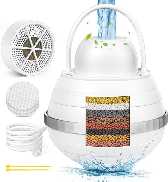 Bath Filter for Tub Faucet-Bath Water Filter for Bathtub with 8-Layer Filtration & Screen Filter Removes Hundreds of Contaminants for Softer Smoother Skin 2,500 Gallons of Filtration BPA-Free