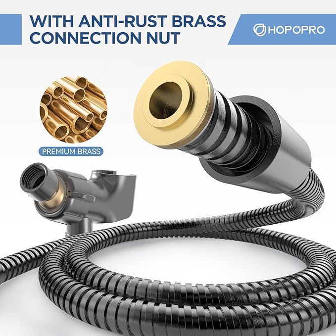 6-Mode High Pressure Handheld Shower Head Set, Consumer Reports Recommended HOPOPRO High Flow Hand Held Showerhead with 59 Inch Hose Bracket Teflon Tape Rubber Washers