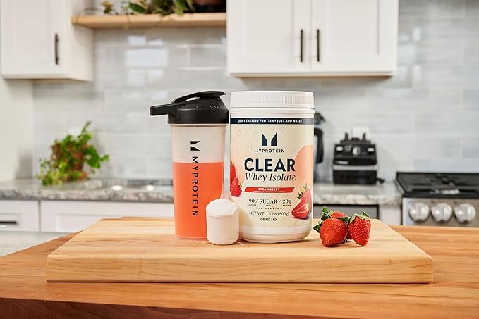 Myprotein Clear Whey Isolate Protein Powder, 1.1 Lb (20 Servings) Strawberry, 20g Protein per Serving, Naturally Flavored Drink Mix, Daily Protein Intake for Superior Performance