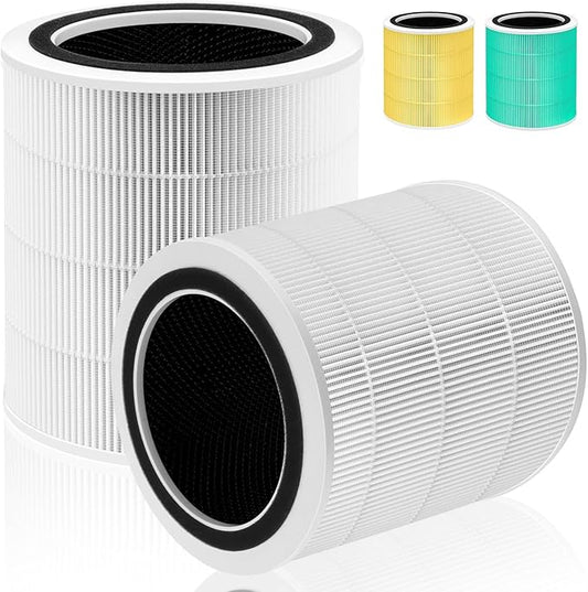 Core 400S Replacement Filter for LEVOIT Core 400S and Core400S-P/Core 400S-rf Smart WiFi Air Purifier,3-in-1 True H13 HEPA Activated Carbon Pre-Filter,2 Pack,White