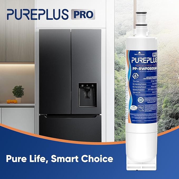 PUREPLUS 4396508 NSF 53&42 Certified Refrigerator Water Filter, Replacement for EDR5RXD1, EveryDrop Filter 5, 4396510, 4392857, Kenmore 46-9010, 9085, LC400V,WF-NLC240V,RFC0500A, WF285,W10186668,2Pack
