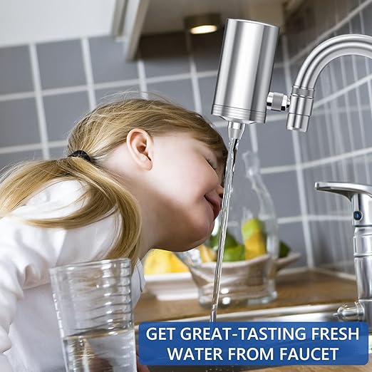 1200 Gallons Faucet Water Filter, 2.2 GPM Outlet Flow Rate Tap Water Filter, Six Improvements Water Faucet Filtration System, Removes Chlorine, Lead, Sediments, Bad Taste and More