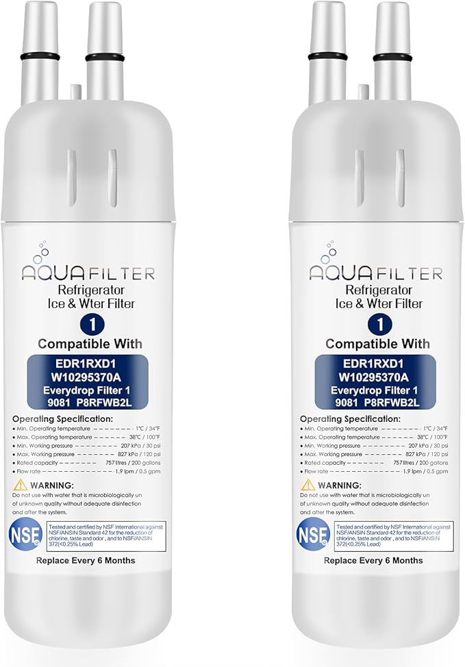 FILTER1 W10295370 A Refrigerator Water Filter Replacement Compatible for EDR1RXD 1 WATER FILTER W10295370 A Refrigerator Models (2-PACK)