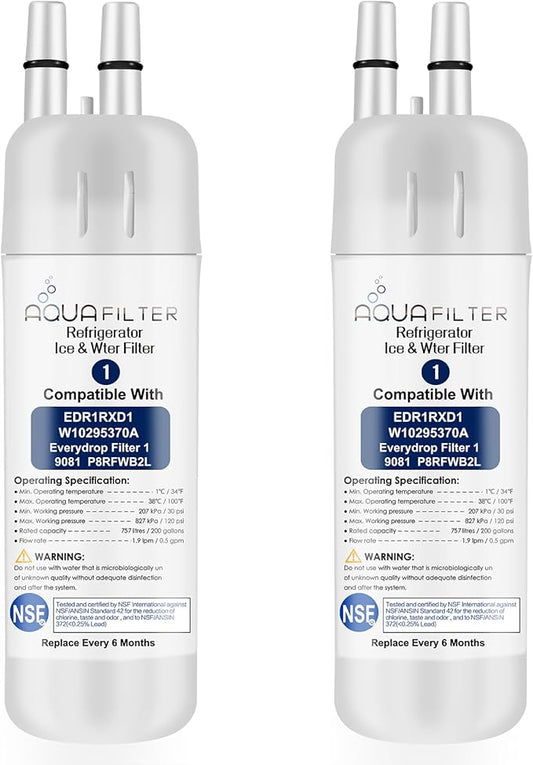 FILTER1 W10295370 A Refrigerator Water Filter Replacement Compatible for EDR1RXD 1 WATER FILTER W10295370 A Refrigerator Models (2-PACK)
