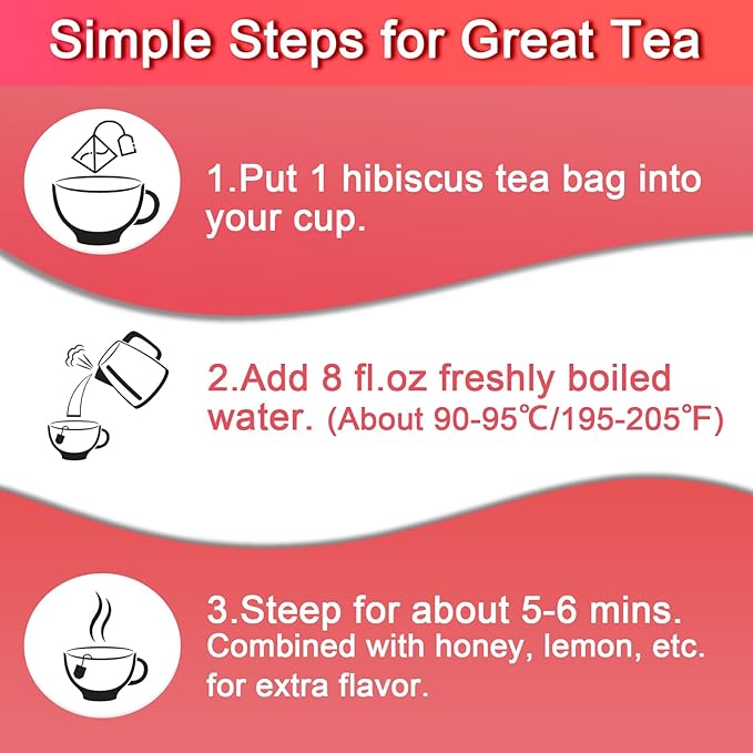 FullChea - Hibiscus Tea Bags, 50 Teabags, 2g/bag - Premium Hibiscus Flower Tea Bag - Cultivated From Nigeria - Non-GMO - Caffeine-free - Rich in Antioxidants & Support Digestion