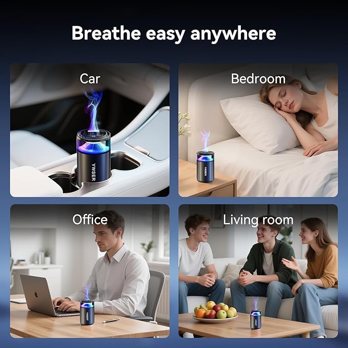 2025 Upgraded Smart Car Air Freshener 583,Car Diffuser Pro,Ultrasonic Atomizer,Auto On/Off, Adjustable Modes,8 Ambient Lights,Long-lasting Premium Scents(Grapefruit)