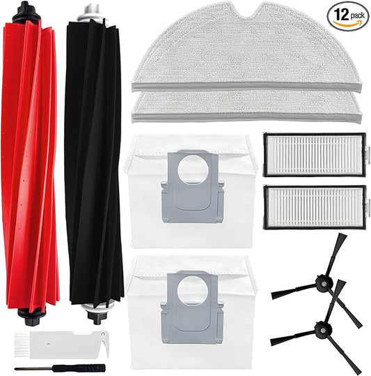 Replacement Accessories Kit Compatible with Roborock Q5 Max+/ Q5 Pro/ Q5 Pro+/ Q5 DuoRoller+/ Q8 Max/ Q8 Max+ Plus Vacuum Robot, Main Brushes, 2 Side Brushes, 2 HEPA Filters,2 Bags,2 Rags,Tools