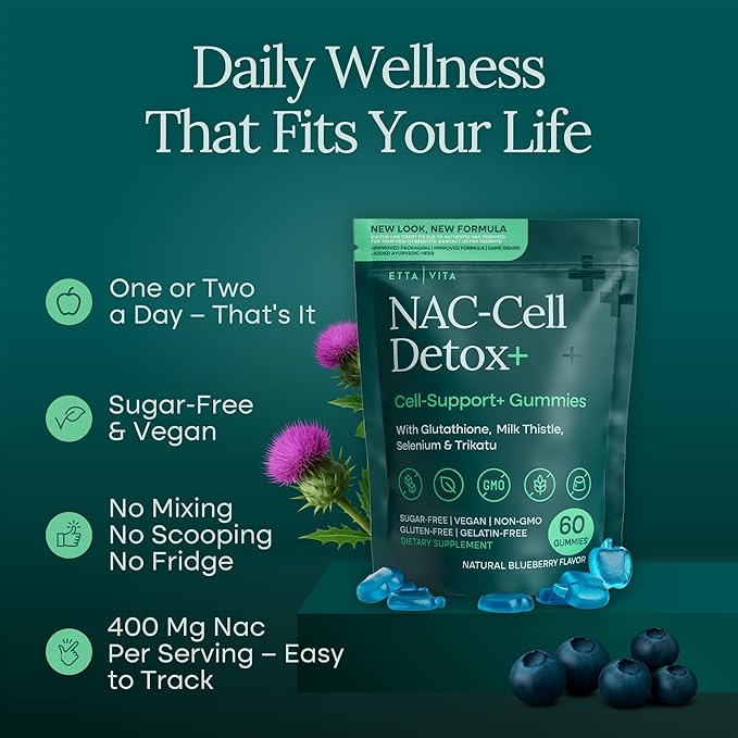 Sugar-Free NAC Gummies, N-Acetyl Cysteine Supplement with Milk Thistle, Glutathione, & Selenium, NAC Complex for Energy, Respiratory Health, Liver Detox & Cleanse, Kidney, Antioxidant Support