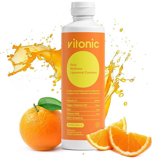 Liposomal Vitamin C 1000mg Liquid – Family Immune Support | Up to 5× Higher Absorption | Multivitamin with D3, B12, Zinc | Collagen & Recovery Support | Vegan, Sugar-Free | 30 Servings