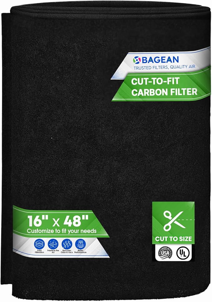Cut to Fit Activated Carbon Filter Sheet 16” x 48” - Activated Carbon Air Filter for Air Purifiers Window AC Air Vent And More - Charcoal Filters Effectively Remove Odors & Freshens the Air (1-Pack)