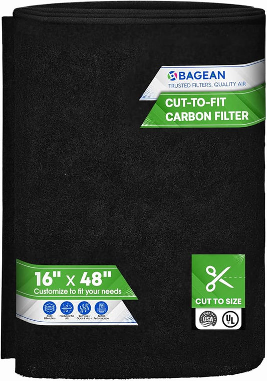 Cut to Fit Activated Carbon Filter Sheet 16” x 48” - Activated Carbon Air Filter for Air Purifiers Window AC Air Vent And More - Charcoal Filters Effectively Remove Odors & Freshens the Air (1-Pack)