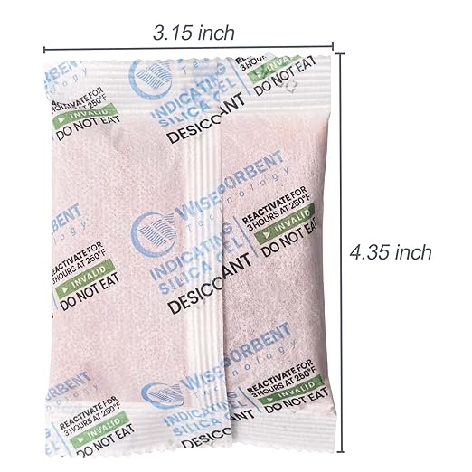[10 Packs] 50g Desiccant Packs, Indicating Silica Gel Packets, Rechargeable Desiccant Packs, Desiccant Moisture Absorber for Storage