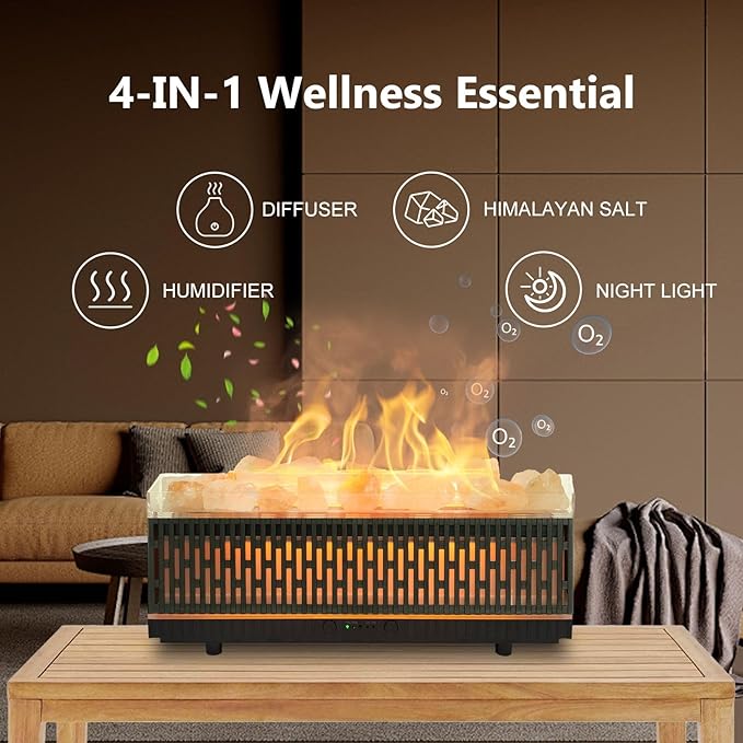 Essential Oil Diffuser for Home 200ML, Himalayan Salt Lamp Diffuser Aromatherapy Diffuser with Ultrasonic Humidifier 7 LED Colors 2 Timing Modes Auto Off Diffuser for Spa,Yoga,Office