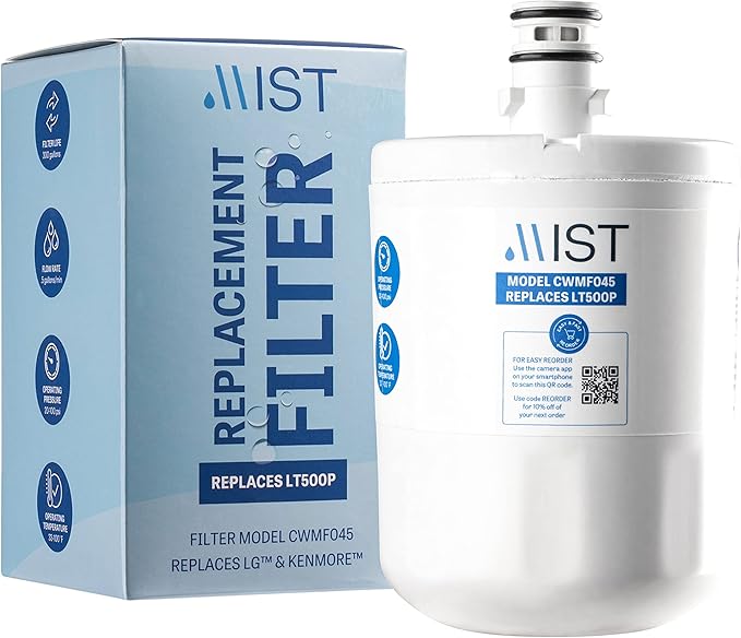 Mist 5231JA2002A Refrigerator Water Filter Replacement for LG LT500P, ADQ72910911, Kenmore 9890, Fridge LFX25974ST – NSF 42 Certified – 1 Pack