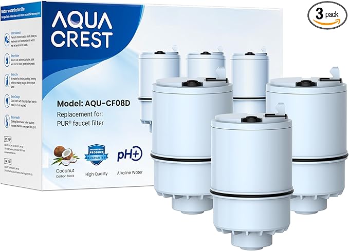 [Alkaline] 3 Pack Faucet Filter Replacement for All PUR®Plus, PUR® Water Filter Replacement, Pur® Filter Replacement RF-9999®, 900-Gallon Long Lifespan, AQUA CREST