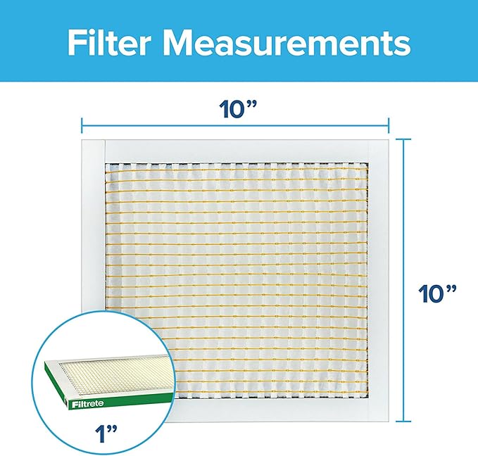 Filtrete 10x10x1 AC Furnace Air Filter, MERV 8, MPR 700, Tough on Pollen, Easy on Airflow, 3-Month Pleated 1-Inch Electrostatic Air Cleaning Filter, 4-Pack (Actual Size 9.813 x 9.813 x 0.8125 in)