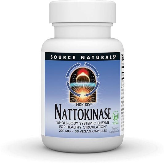 Source Naturals NSK-SD, Nattokinase, Vegetarian Friendly, Whole Body Systemic Enzyme for Healthy Circulation*, 200 mg - 30 Vegetarian Capsules
