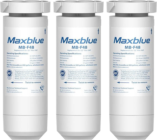 Maxblue XWF Replacement for GE® XWF, WR17X30702, NSF Certified Refrigerator Water Filter, 3 Filters (Not XWFE®)