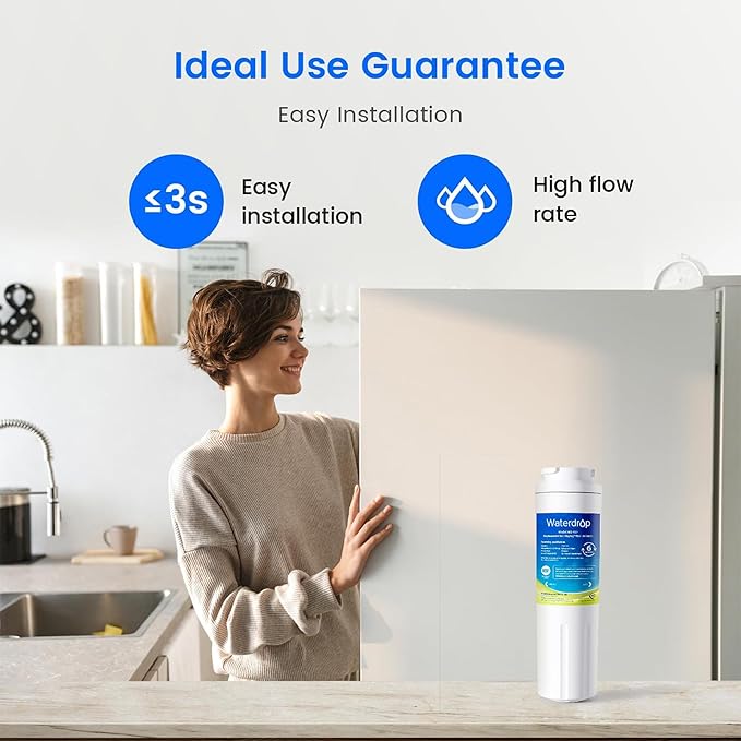 Waterdrop EDR4RXD1 Refrigerator Water Filter,Replacement for EveryDrop® Filter 4, Whirlpool® UKF8001, 4396395, Maytag® UKF8001AXX-200, UKF8001AXX-750, Kenmore® 46-9006, WD-F07 (Package May Vary)