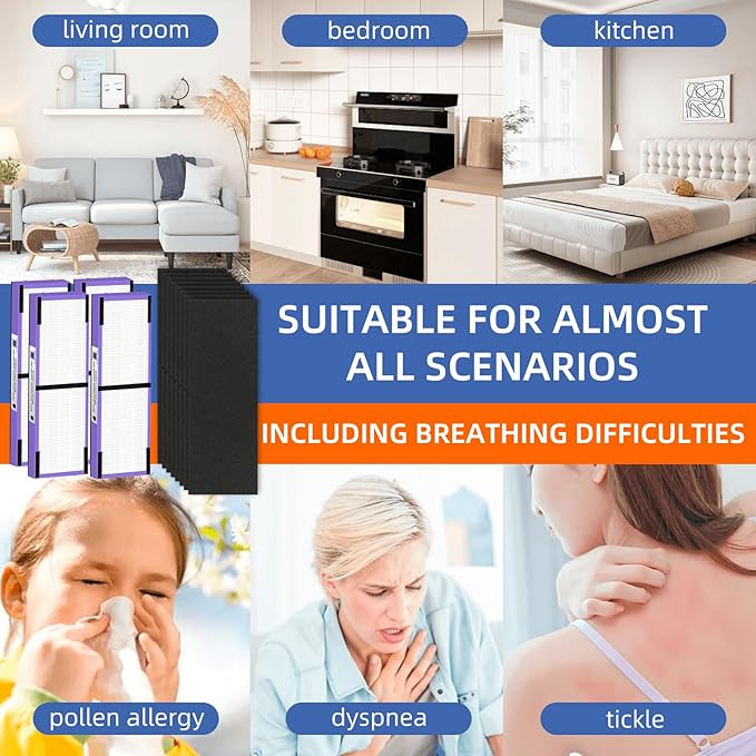 FLT4850PT HEPA Filter B Pet Replacement Compatible with G-Guardian Air Purifier AC4825 AC4825E AC4850PT AC4300 AC4800 AC4900 AC4850,4 H13 True HEPA Filters & 8 Activated Carbon Pre-Filters,#FLT4825