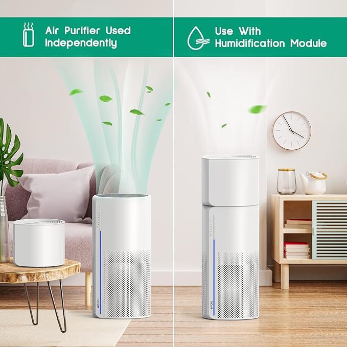 Afloia 2 in 1 Air Purifier, 3 Stage Filters for Home Allergies Pets Hair Smoker Odors, Auto Shut Off, Quiet Air Cleaner with Seven Color Light,MIROPRO
