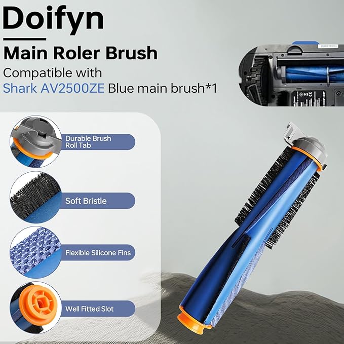 Replacement Parts Compatible with Shark AI AV2501S AV2511AE AV2501AE RV2502AE RV2610WA AV2510AOUS RV2520AOUS Robot Vacuum Cleaner, 2Main Brush, 4 motor pre-filters, 4Foam Filters, 8Side Brushes