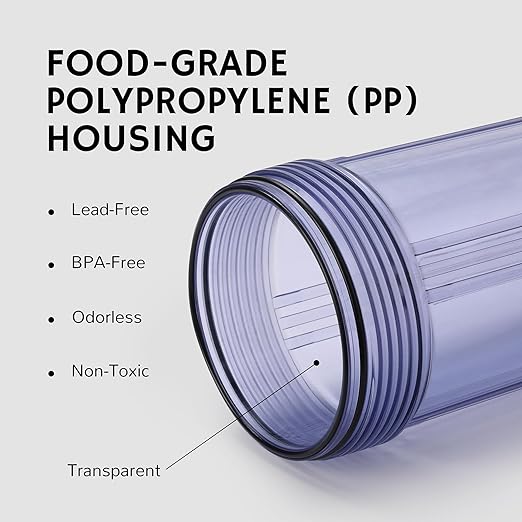Airthereal Whole House Water Filter Housing, Sediment Filters for Well and City Water, 20"x4.5" Sediment Whole House Water Filter Cartridges with 3/4" NPT Port, Pre-Filtration System (Clear Housing)