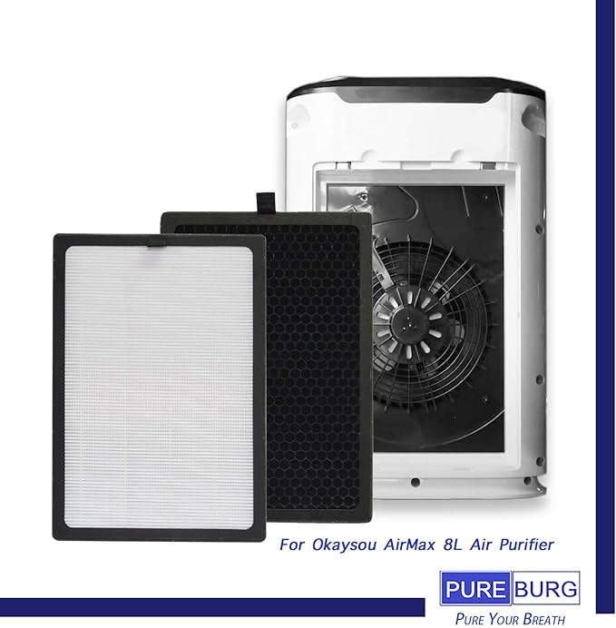 PUREBURG Replacement Filter Compatible with Okaysou AirMax 8L Air Purifier,H13 HEPA + Activated Carbon 4-Stage Filtration Air Clean Dust VOCs