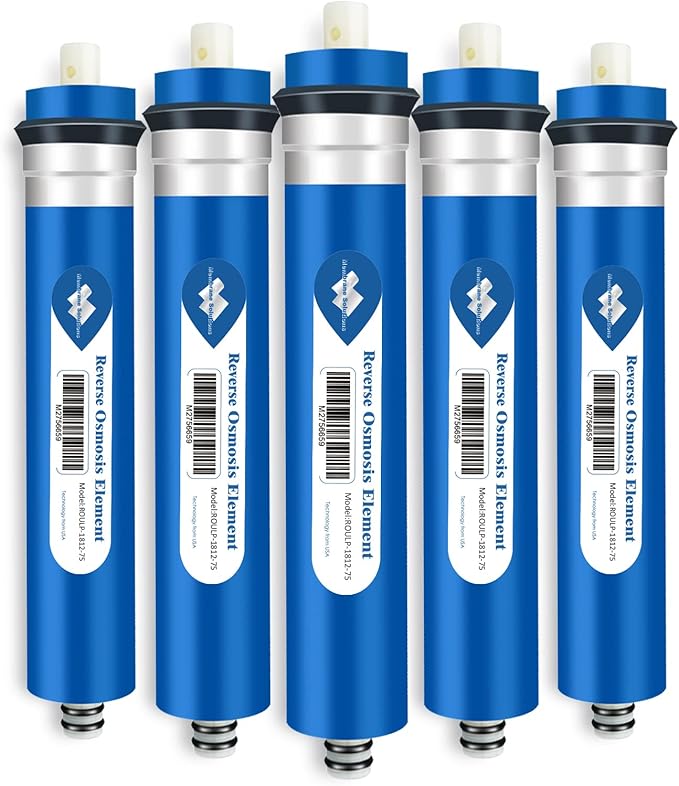 Membrane Solutions Reverse Osmosis Membrane 75 GPD 11.75"x1.75" RO Membrane Water Filter Replacement Fits Under Sink RO Drinking Water Purifier System, 5-Pack