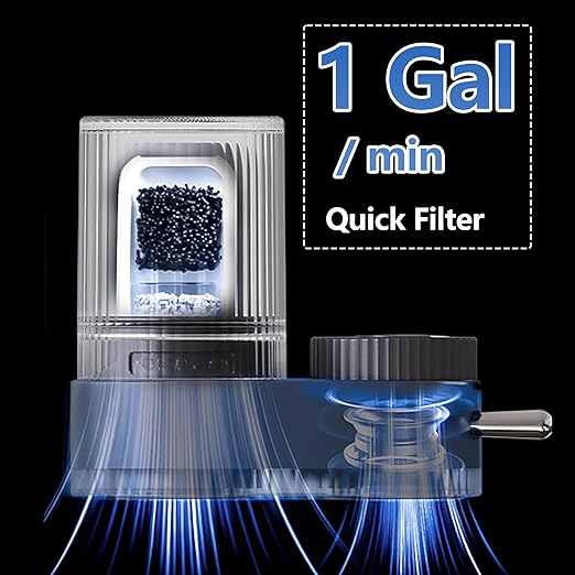 VYNTRA 7-Layer Faucet Water Filter, Kitchen Filter Water Faucet Element, 300 Gallons Activated Carbon Ceramic Filter Reduces Chlorine, Limescale, Heavy Metals,Bad Taste(2*Filter & 6*Adaptors) Gray