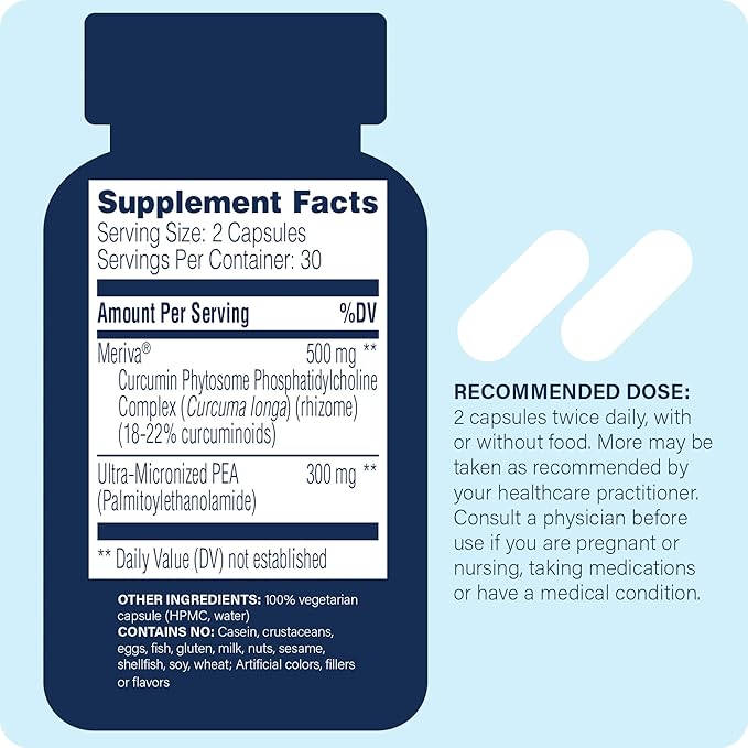 Pea + Turmeric Curcumin Supplement for Physiological Support Helps Support Nervous, Immune, & Muscular Systems - 60 Capsules