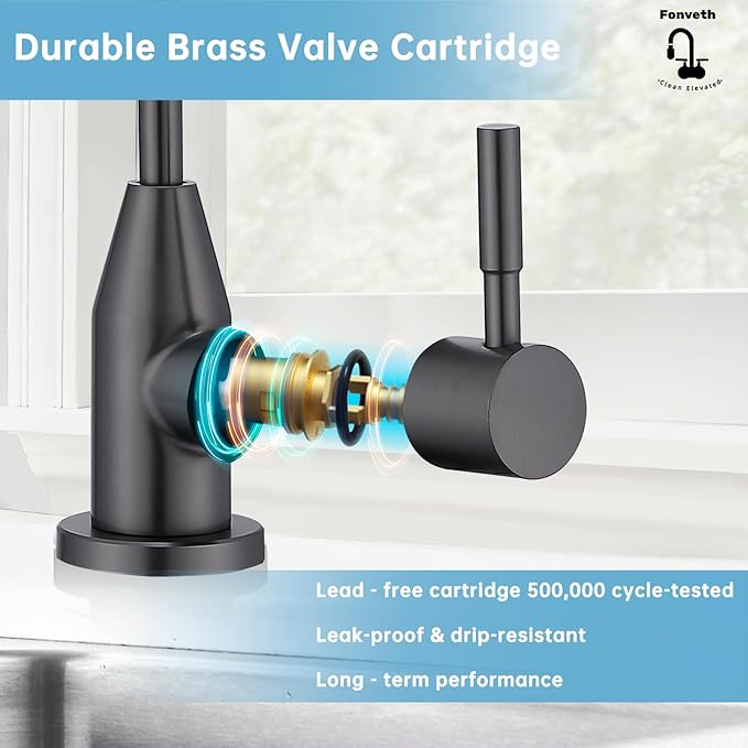 Drinking Water Faucet, Gunmetal Grey Faucet Stainless Steel for Under Sink Water Filter System Reverse Osmosis Non-Air Gap for Kitchen