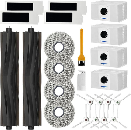 24 Pack Replacement Parts for ECOVACS Deebot T20 Omni / T20 Max / T20 Pro Robot Vacuum，Includes Main brushes, HEPA filter, Mop pad, Dust bag and Side brushes