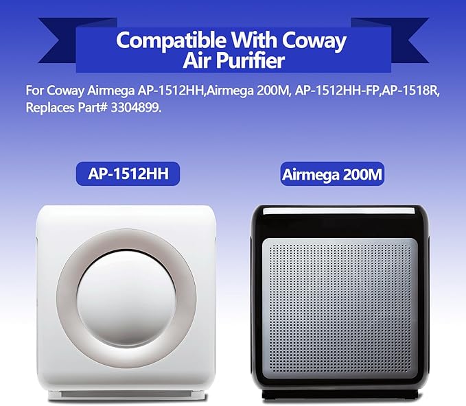 AP-1512HH Air Purifier Replacement Compatible with Coway Airmega AP-1512HH and Airmega 200M air Purifier, 1 True HEPA Filter and 2 Carbon Pre-Filters for Part No #3364899