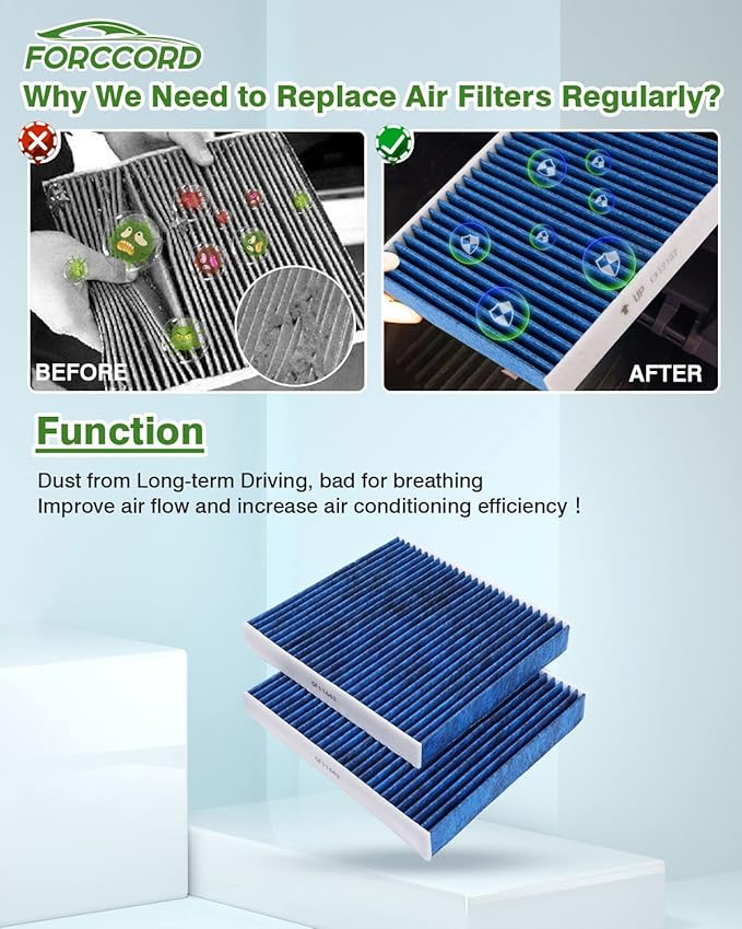 2-Pack Cabin Air Filter Fits for Elantra(17-20), Accent(18-22), Elantra GT(18-20), Forte/Forte 5(20-24), Rio(18-23) Activated Carbon Cabin Filter Replacement 97133-F2000 Car Accessories