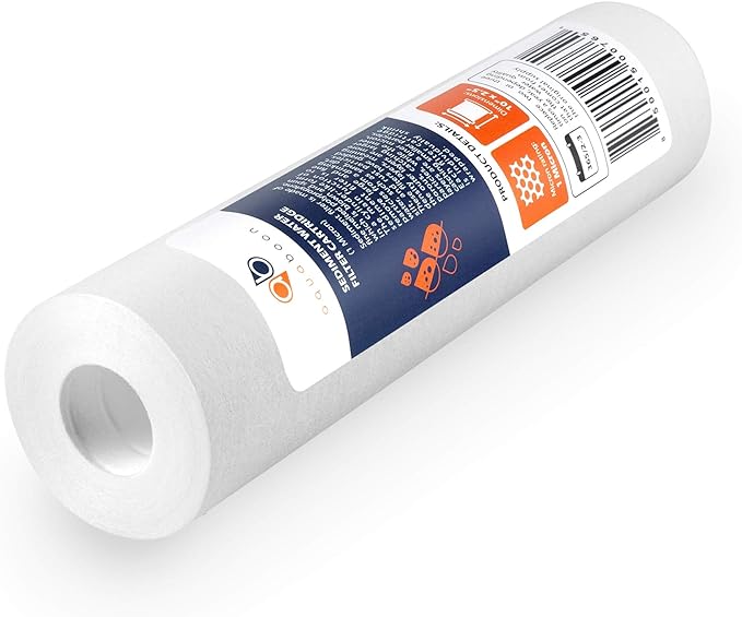 Aquaboon 1 Micron Whole House Sediment Filter 10 x 2.5 for RO & Well Water Filters Replacement Cartridges Compatible with AP110, WHKF-GD05, 6 Pack